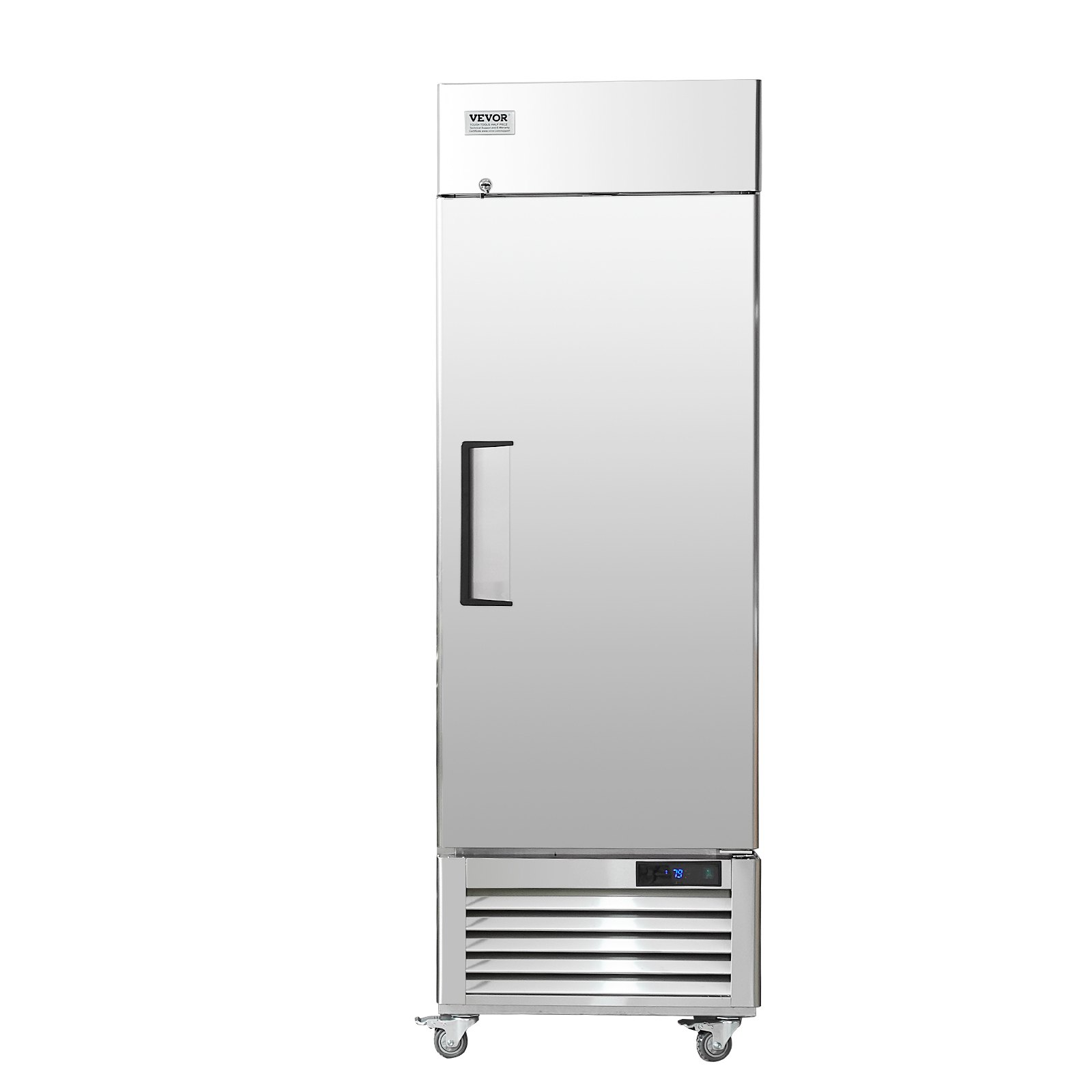 VEVOR Commercial Freezer 20.12 Cu.ft, Reach In Upright Freezer Single Door, Auto-Defrost Stainless Steel Reach-in Freezer with 3 Adjustable Shelves, -13 to 5℉ Temp Control and 4 Wheels