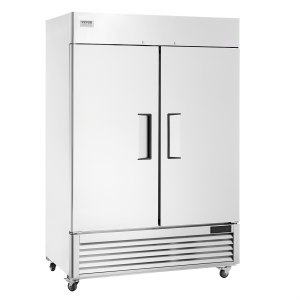 VEVOR Commercial Freezer 44.21 Cu.ft, Reach In 54.4″ W Upright Freezer 2 Doors, Auto-Defrost Stainless Steel Reach-in Freezer with 8 Adjustable Shelves, -13 to 5℉ Temp Control, LED Lighting, 4 Wheels | VEVOR US
