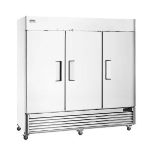 VEVOR Commercial Freezer 60.42 Cu.ft, Reach In 82.5″ W Upright Freezer 3 Doors, Auto-Defrost Stainless Steel Reach-in Freezer with 12 Adjustable Shelves, -13 to 5℉ Temp Control, LED Lighting, 4 Wheels | VEVOR US