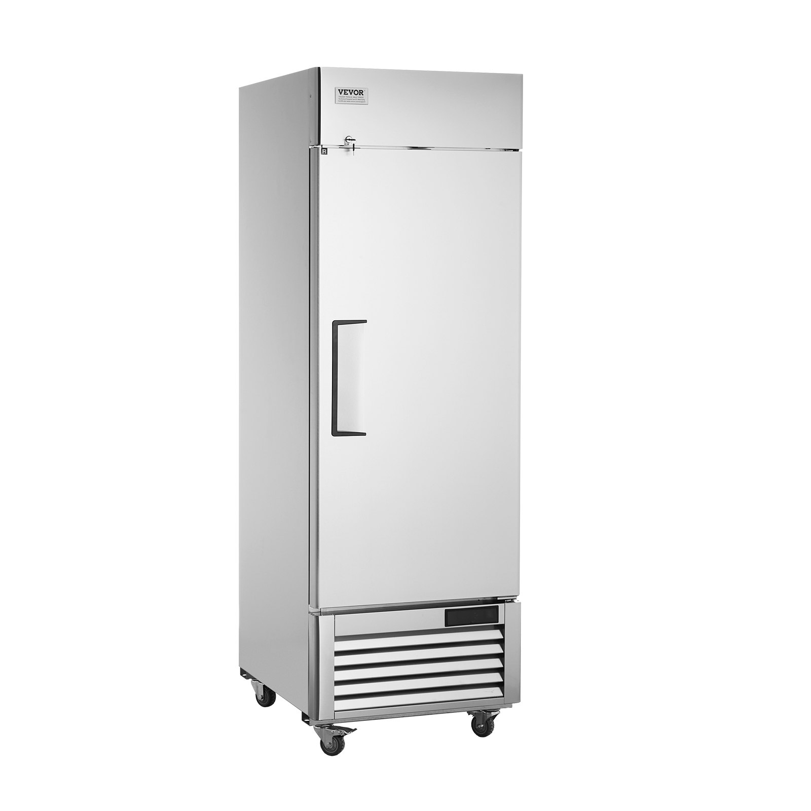 VEVOR Commercial Refrigerator 20.12 Cu.ft, Reach In Upright Refrigerator Single Door, Auto-Defrost Stainless Steel Reach-in Refrigerator with 3 Shelves, 28.4 to 46.4°F Temp Control and 4 Wheels