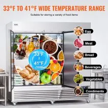 VEVOR Commercial Refrigerator 60.42 Cu.ft, Reach In 82.5" W Upright Refrigerator 3 Doors, Auto-Defrost Stainless Steel Reach-in Refrigerator & 12 Shelves, 33 to 41℉ Temp Control, LED Light, 4 Wheels
