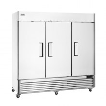 VEVOR Commercial Refrigerator 60.42 Cu.ft, Reach In 82.5" W Upright Refrigerator 3 Doors, Auto-Defrost Stainless Steel Reach-in Refrigerator & 12 Shelves, 33 to 41℉ Temp Control, LED Light, 4 Wheels