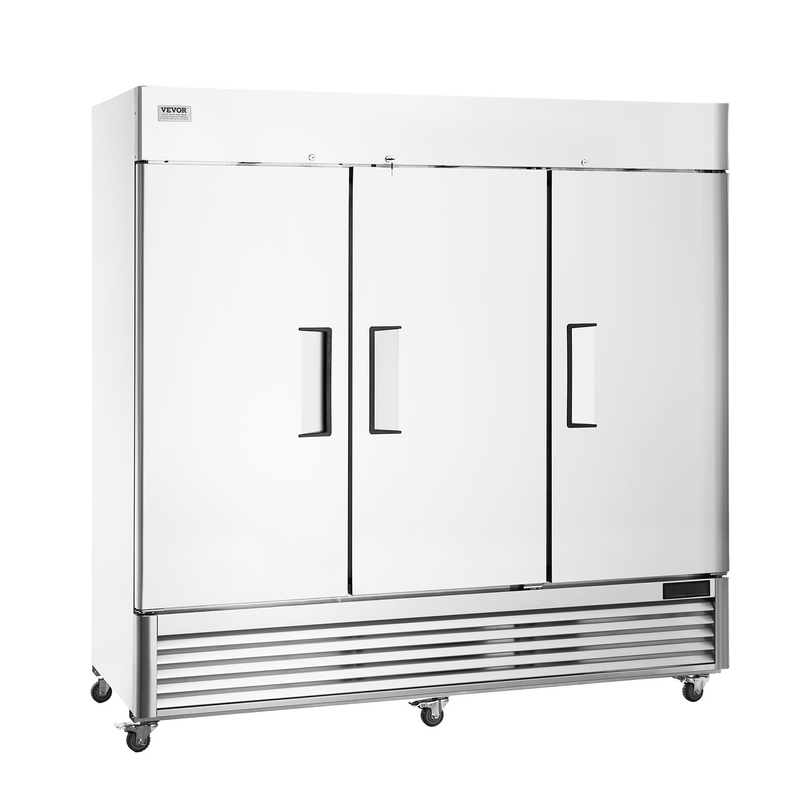 Commercial Refrigerator 60.42 Cu.ft, Reach In 82.5" W Upright Refrigerator 3 Doors, Auto-Defrost Stainless Steel Reach-in Refrigerator & 12 Shelves, 33 to 41℉ Temp Control, LED Light, 4 Wheels Commercial Refrigerator 60.42 Cu.ft, Reach In 82.5" W Upright Refrigerator 3 Doors, Auto-Defrost Stainless Steel Reach-in Refrigerator & 12 Shelves, 33 to 41℉ Temp Control, LED Light, 4 Wheels