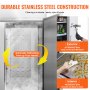 durable stainless steel VEVOR commercial refrigerator with automatic defrosting, resistant interior and exterior.