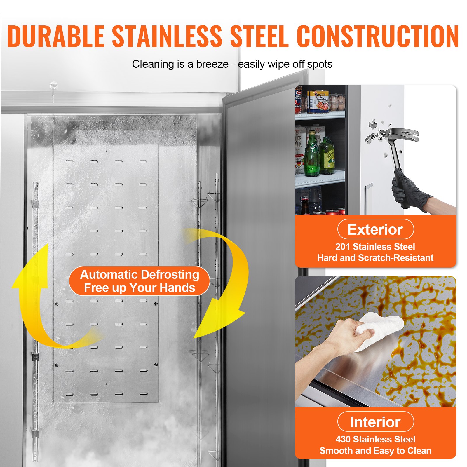 Commercial Refrigerator 44.21 Cu.ft, Reach In 54.4" W Upright Refrigerator 2 Doors, Auto-Defrost Stainless Steel Reach-in Refrigerator with 8 Shelves, 33 to 41℉ Temp Control, LED Light, 4 Wheels Commercial Refrigerator 44.21 Cu.ft, Reach In 54.4" W Upright Refrigerator 2 Doors, Auto-Defrost Stainless Steel Reach-in Refrigerator with 8 Shelves, 33 to 41℉ Temp Control, LED Light, 4 Wheels