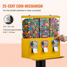 VEVOR Máquina expendedora de chicles Banco de monedas Soporte dispensador de dulces vintage Amarillo