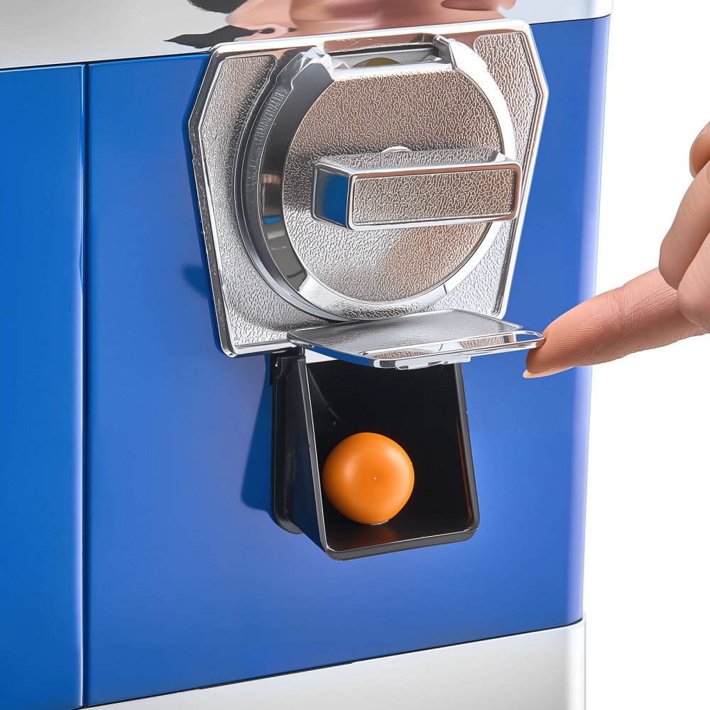 VEVOR Commercial Vending Machine, Four Compartment Rotatable Gumball and Candy Dispenser, Adjustable Height Coin Operated Candy Bank with Iron Stand, for Business Toy Capsules Bouncy Balls Nut, Blue