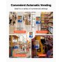 VEVOR Commercial Vending Machine, Four Compartment Rotatable Gumball and Candy Dispenser, Adjustable Height Coin Operated Candy Bank with Iron Stand, for Business Toy Capsules Bouncy Balls Nut, Blue