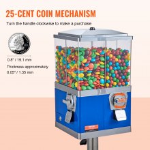VEVOR Commercial Vending Machine, Four Compartment Rotatable Gumball and Candy Dispenser, Adjustable Height Coin Operated Candy Bank with Iron Stand, for Business Toy Capsules Bouncy Balls Nut, Blue