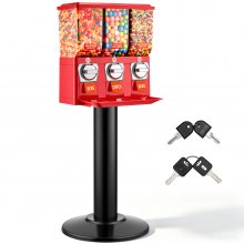 VEVOR Candy Vending Machine, Triple Compartment Candy Vending Machine with Stand, Gumball & Candies Vendings Machines with Built-In Cash Box, Detachable, Vintage Candies Dispenser for Shops, Arcades