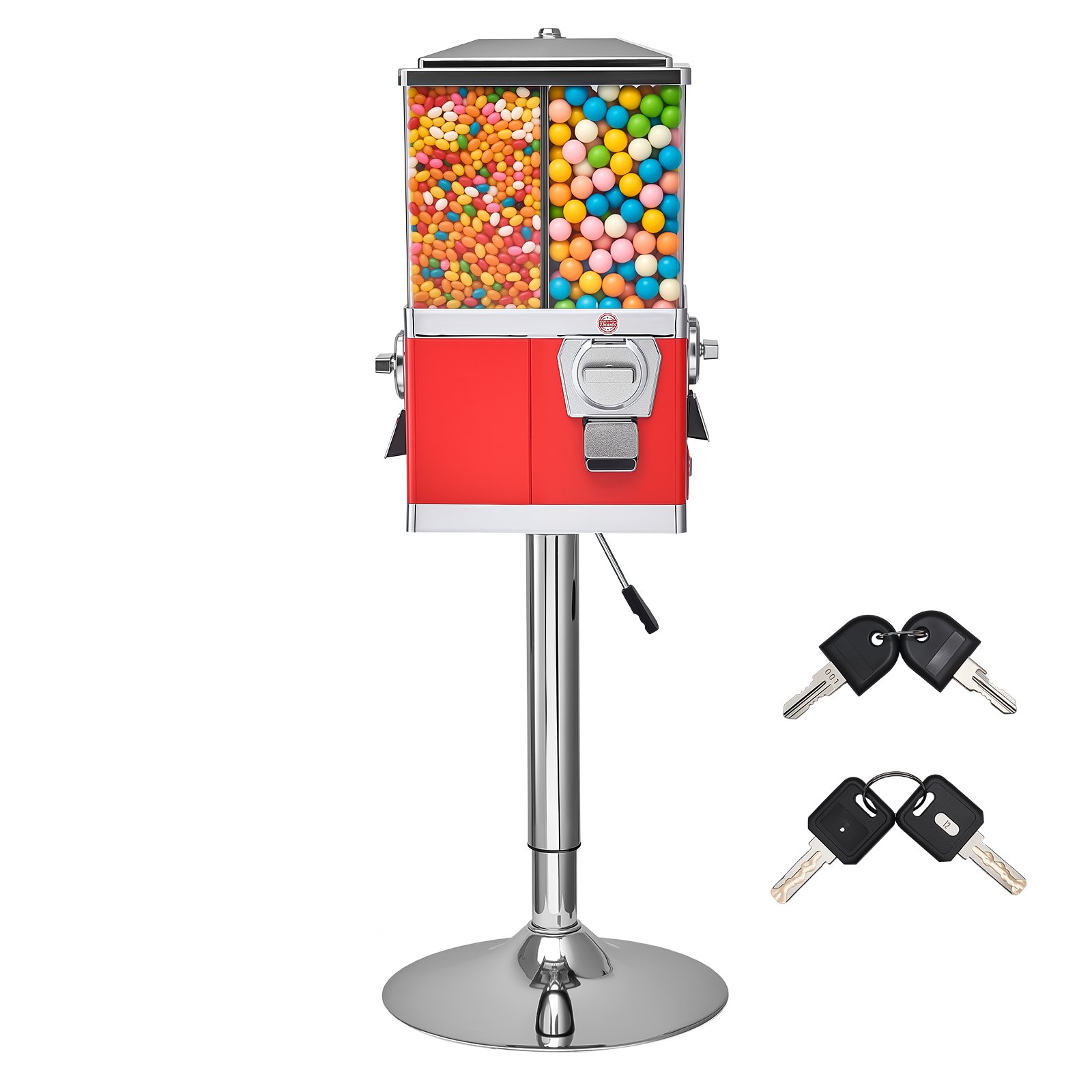 VEVOR Candy Vending Machine, Four Compartment Candy Vending Machine with Stand, Gumball & Candies Vendings Machines with Adjustable Height, Vintage Candies Dispenser for Shop, Arcade, Family Gathering