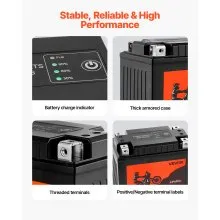 VEVOR Motorcycle Battery 12V 7Ah YT14AH-BS High Performance Powersports Battery