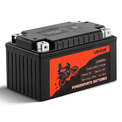 VEVOR Motorcycle Battery, 12 Volt 6Ah, LiFePO4 Lithium Pre-Charged Powersports Battery, Maintenance Free & High Performance, Compatible with ATV, Motorcycle, Jet Skis, Scooter, UTV, and More