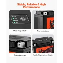 VEVOR Motorcycle Battery 12V 6Ah YTX12-BS High Performance Powersports Battery