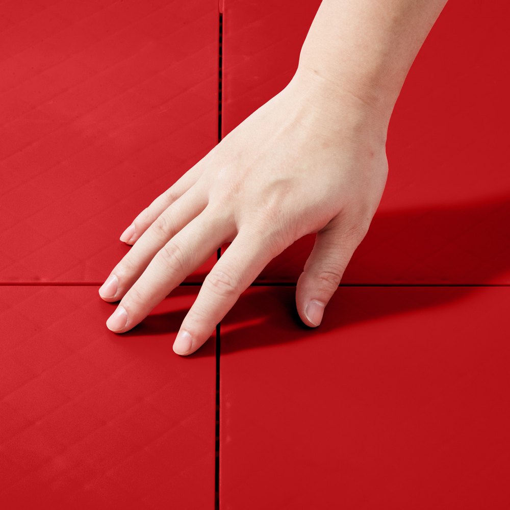Gym Flooring Set 8 ST Interlocking PP Pussel Gummiplattor Röd