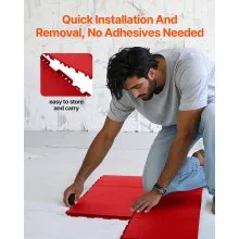 Gym Flooring Set 8 PCS Interlocking PP Puzzle Tiles Red