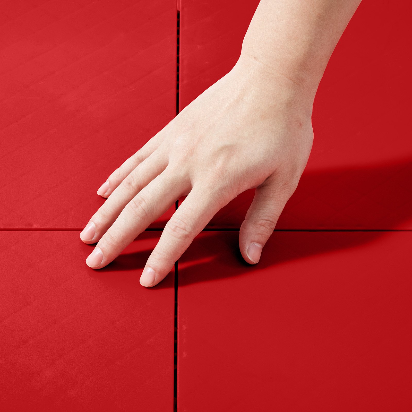 Gym Flooring Set 8 ST Interlocking PP Pussel Gummiplattor Röd