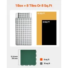 VEVOR Dryland Tiles for Hockey Floor Mat, 12.4 x 12.4 in Interlocking Versatile Training Surface, 8 PCS Interlocking PP Puzzle Dance Floor Tiles, Hockey Training Equipment Board for Shooting, Green