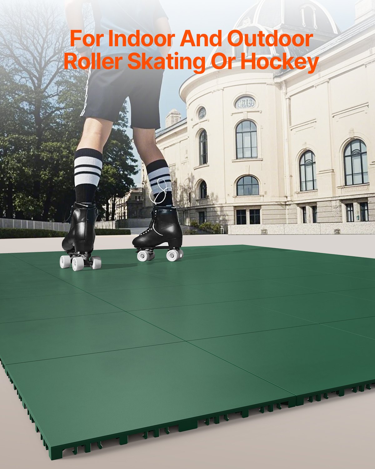 VEVOR Dryland Tiles for Hockey Floor Mat, 12 x 12 in 8 Pcs Interlocking Versatile Training Surface, Dance Floor Tiles, Hockey Training Equipment Board for Shooting (Green, 8 sq. ft/Box)