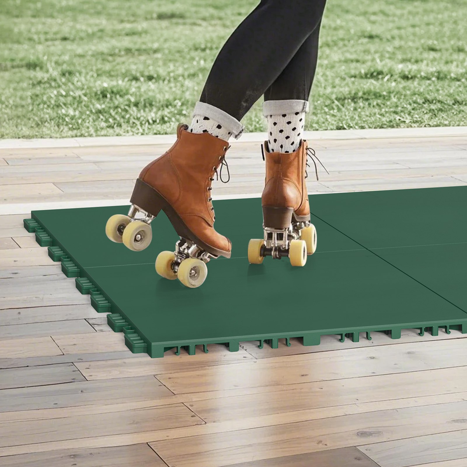 VEVOR Dryland Tiles for Hockey Floor Mat, 12 x 12 in 8 Pcs Interlocking Versatile Training Surface, Dance Floor Tiles, Hockey Training Equipment Board for Shooting (Green, 8 sq. ft/Box)