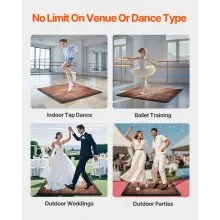 VEVOR Dryland Tiles for Gym Floor Mat, 12.4 x 12.4 in Interlocking Dance Enthusiasts Training Mat, 9 PCS Interlocking PP+PVC Puzzle Floor Tiles, Brown