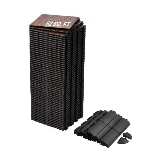 VEVOR Dance Floor Tiles, 12.4 x 12.4 in 52 Piece Interlocking Dance Flooring, Portable Dance Practice Floor with Cushioned Base  (Oak Wood Grain, 52 sq. ft/Box )