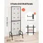 VEVOR 3 Packs Grid Wall Panels, 600 x 1640mm Wire Grid Panels Display Rack, Movable Art Display Shelf with Wheels and 30 Hooks, Black Carbon Steel Gridwall for Craft Show, Decor, Storage, Notice Board