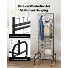 VEVOR 3 Packs Grid Wall Panel 1.9 x 5.4 ft Wire Display Rack with Wheels & Hooks