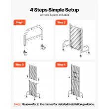 VEVOR 3 Packs Grid Wall Panel 1.9 x 5.4 ft Wire Display Rack with Wheels & Hooks