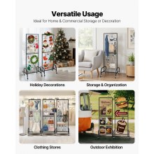 VEVOR 3 Packs Grid Wall Panel 1.9 x 5.4 ft Wire Display Rack with Wheels & Hooks