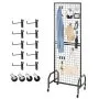 VEVOR Grid Wall Panel, 600 x 1640 mm Wire Grid Panels Display Rack, Movable Art Display Shelf with Wheels and 10 Hooks, Black Carbon Steel Gridwall for Craft Show, Decoration, Storage, Notice Board