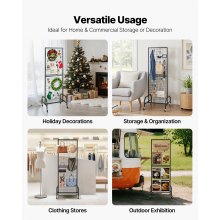 VEVOR Grid Wall Panel 1.9 x 5.4 ft Wire Display Rack with Wheels and 10 Hooks