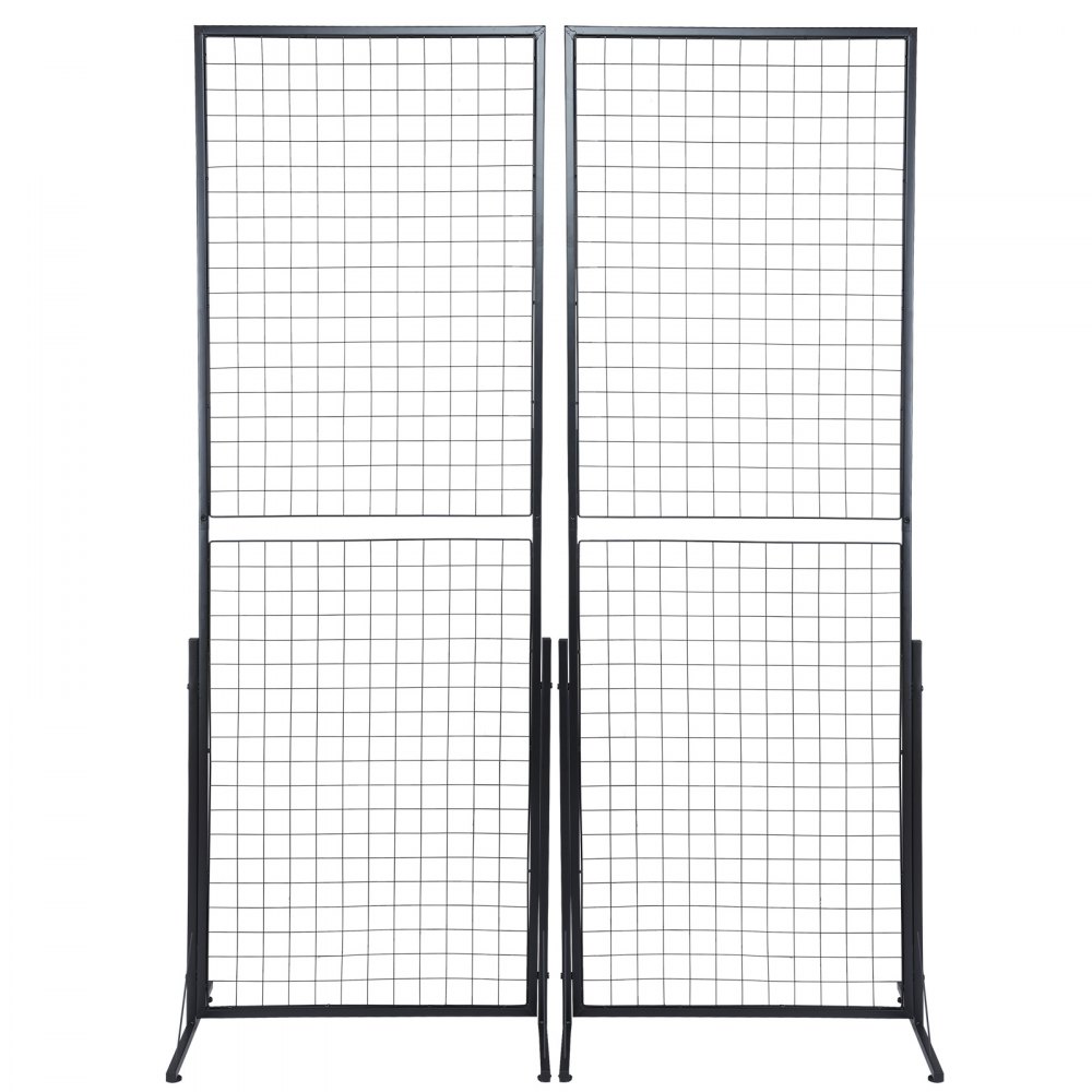 black VEVOR grid wall panels with double vertical sections and sturdy frames for versatile display.
