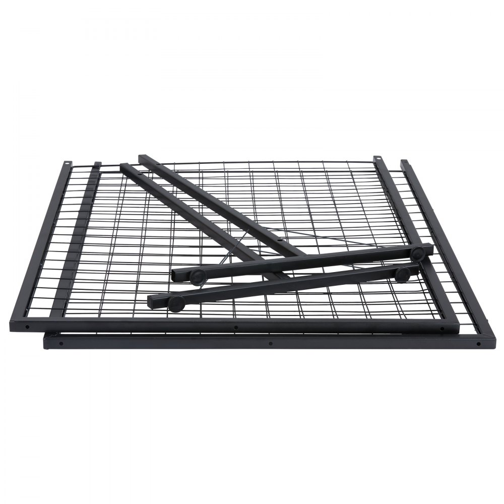 black VEVOR grid wall panels stacked with supporting rods on a white background.