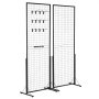 VEVOR grid wall panels with black wire frame, multiple hooks, and adjustable feet for stability.