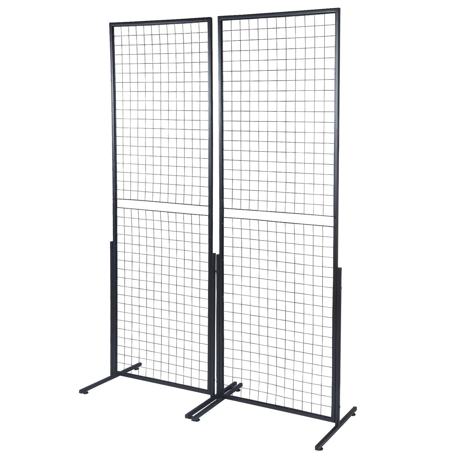 VEVOR 61 x170.7 cm Grid Wall Panels Tower, 2 Packs Wire Gridwall Display Racks with T-Base Floorstanding, Double Side Gridwall Panels for Art Craft Shows, Retail Display with Extra Clips and Hooks