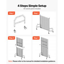 VEVOR 2 Packs Grid Wall Panel 2.9 x 5.9 ft Wire Display Rack with Wheels & Hooks