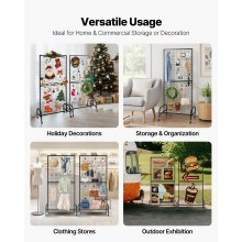 VEVOR 2 Packs Grid Wall Panel 2.9 x 5.9 ft Wire Display Rack with Wheels & Hooks