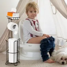 VEVOR Free Standing Toilet Paper Holder with Shelf Mega Rolls Toilet Roll Holder