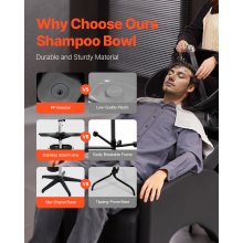 Portable Shampoo Bowl with Shower Head Bucket Drain Hose Adjustable Salon Sink