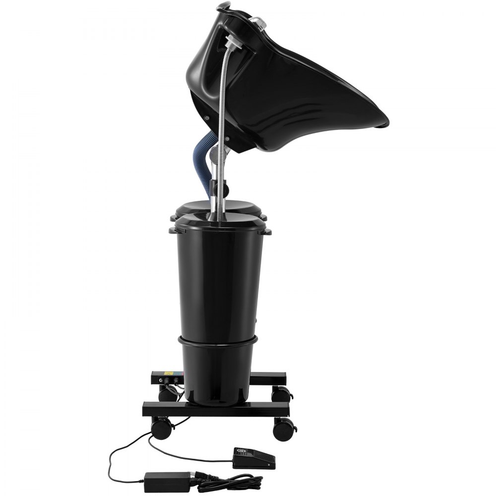 VEVOR Portable Shampoo Bowl, Shampoo Sink for Washing Hair with Electric Pump, Includes 2 Buckets 2 Showerheads, Drain Hose, Height and Angle Adjustable Portable Wash Bowl for Home Salon Use, Black