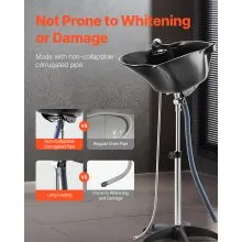 VEVOR Portable Shampoo Bowl, Deep Shampoo Sink with Adjustable Height & Angle, Includes Drain Hose, Shower Head, Lightweight Hair Wash Basin for Barber Salon Spa Center & Home Use, Black