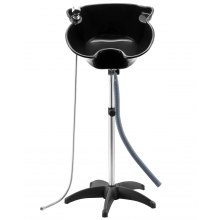 VEVOR Portable Shampoo Bowl, Deep Shampoo Sink with Adjustable Height & Angle, Includes Drain Hose, Shower Head, Lightweight Hair Wash Basin for Barber Salon Spa Center & Home Use, Black