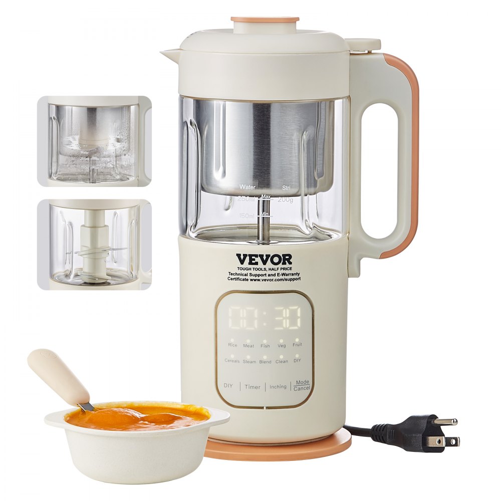 VEVOR Baby Food Maker, 500W Baby Food Processor with 300 ml Glass