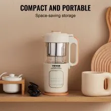 VEVOR Baby Food Maker, 500W Baby Food Processor with 300 ml Glass Bowl, SUS304 Stainless Steel 4-Blade Baby Food Puree Blender Steamer Grinder for Food, Fruit, Vegetable, Meat