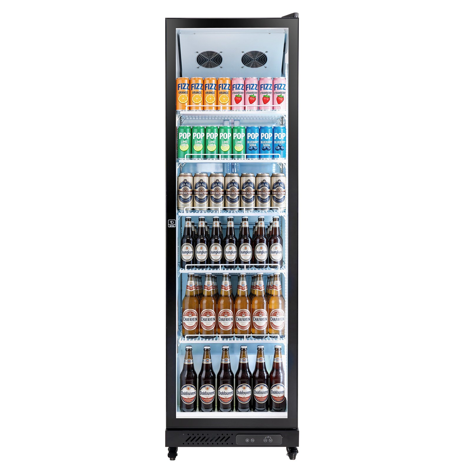 VEVOR Commercial Merchandiser Refrigerator, 12.4 Cu.Ft / 350 L Glass Door Display Refrigerator, Upright Beverage Cooler Fridge with 5 Adjustable Shelves, Soft LED Light & Casters for Homes Shops Bars