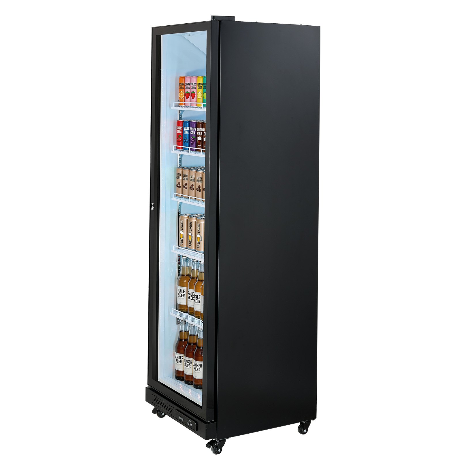 VEVOR Commercial Merchandiser Refrigerator, 12.4 Cu.Ft / 350 L Glass Door Display Refrigerator, Upright Beverage Cooler Fridge with 5 Adjustable Shelves, Soft LED Light & Casters for Homes Shops Bars