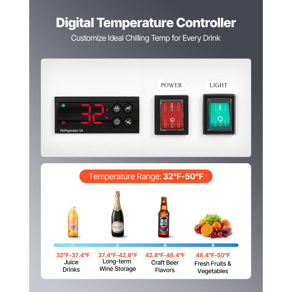 VEVOR Commercial Merchandiser Refrigerator, 35.3 Cu.Ft / 1000L Upright Beverage Cooler, 2 Glass Door Display Refrigerator with Customizable Lightbox, 8 Adjustable Shelves, Soft LED Lighting & Casters