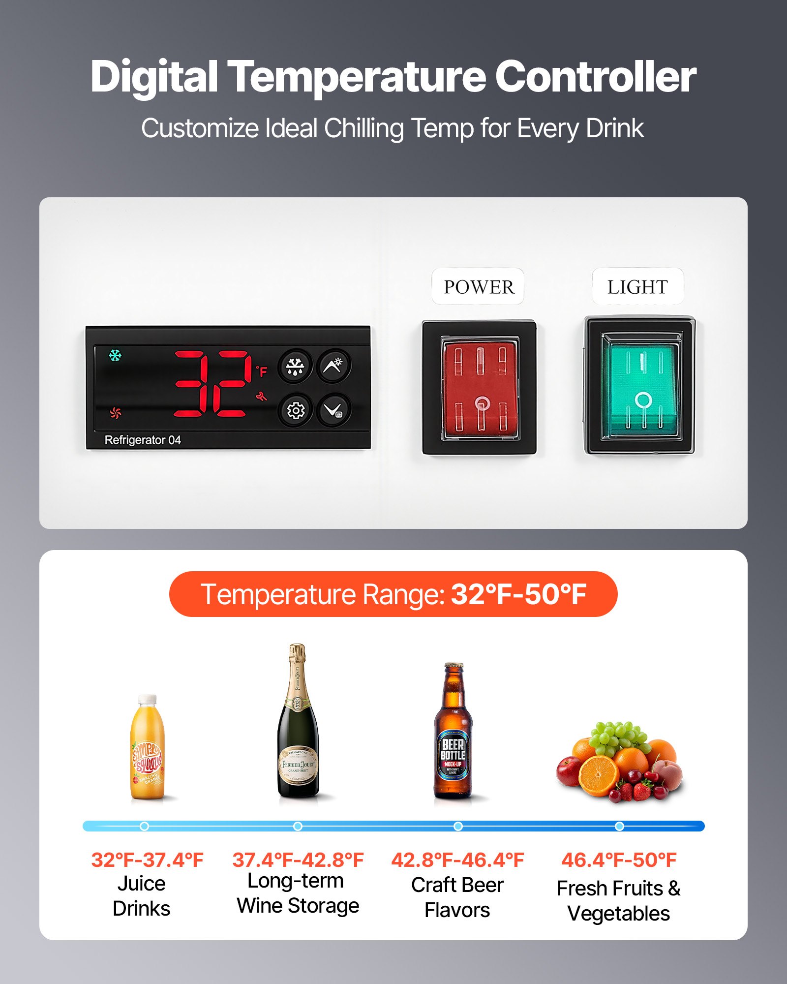 VEVOR Commercial Merchandiser Refrigerator, 35.3 Cu.Ft / 1000L Upright Beverage Cooler, 2 Glass Door Display Refrigerator with Customizable Lightbox, 8 Adjustable Shelves, Soft LED Lighting & Casters