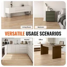 VEVOR Interlocking Vinyl Floor Tiles 1220 X 185 mm, 10 Tiles 5.5mm Thick Snap Together, Natural Wood Grain DIY Flooring for Kitchen, Dining Room, Bedrooms & Bathrooms, Easy for Home Decor